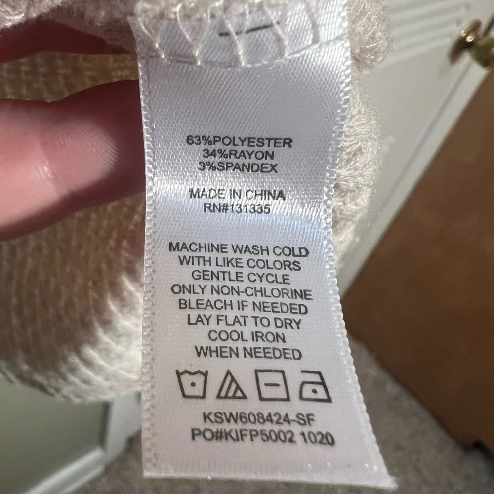 Nine Britton Stitch Fix Women's Size Medium Thermal Top Beige Tie Front Soft_11